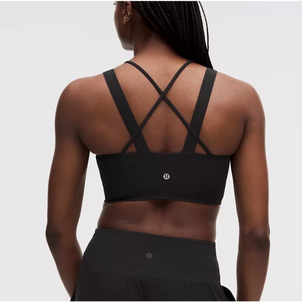 Lululemon Like a Cloud Longline Bra Black Size 14 D/DD Strappy Crossback Gym - Picture 4 of 4